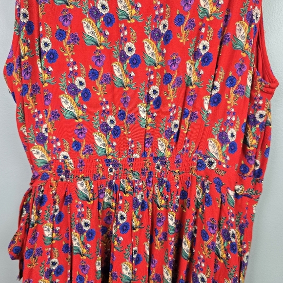 MAEVE BY ANTHROPOLOGIE Rosalia‎ Wrap Dress Ruffled Floral Red Womens Size 12 - Picture 9 of 16